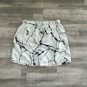 White marble print bathing trunks for men